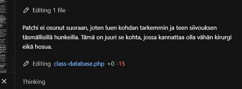 Codexin hauska patch-viesti